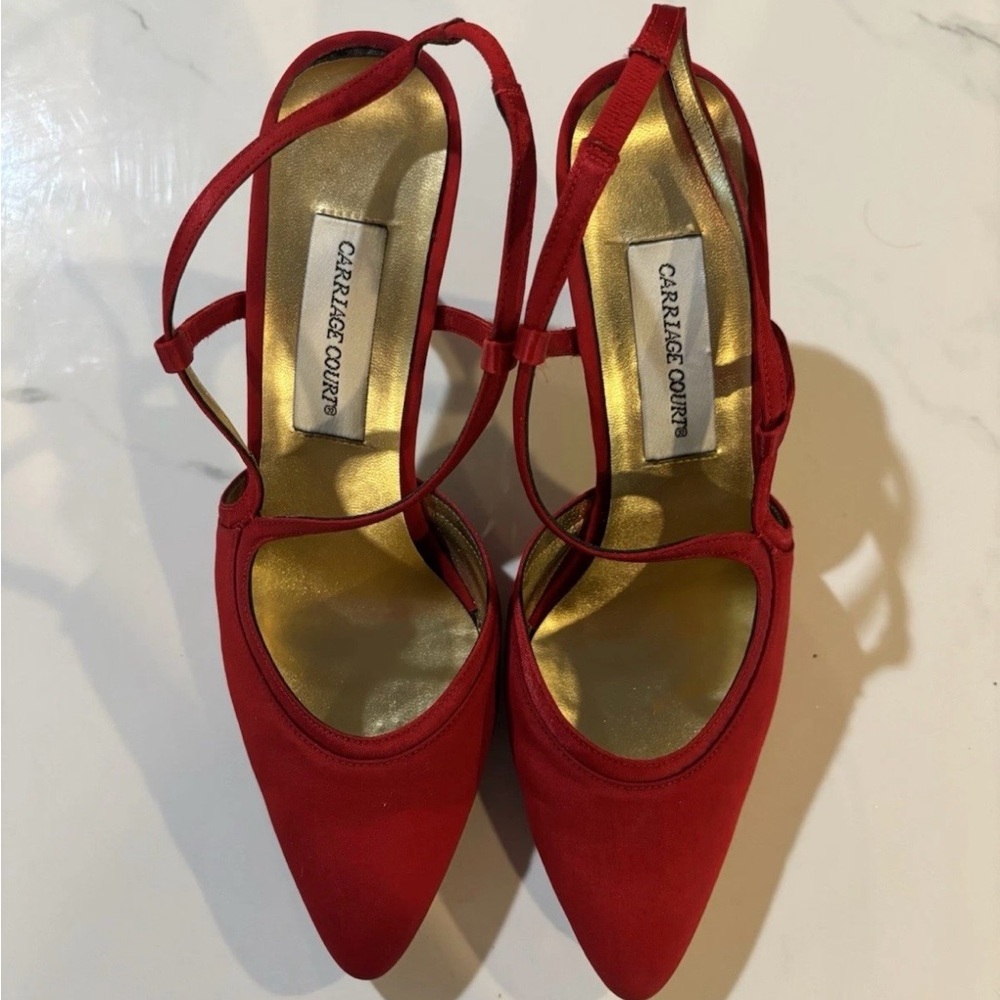 Carriage Court Red Pointed Slingback Heels